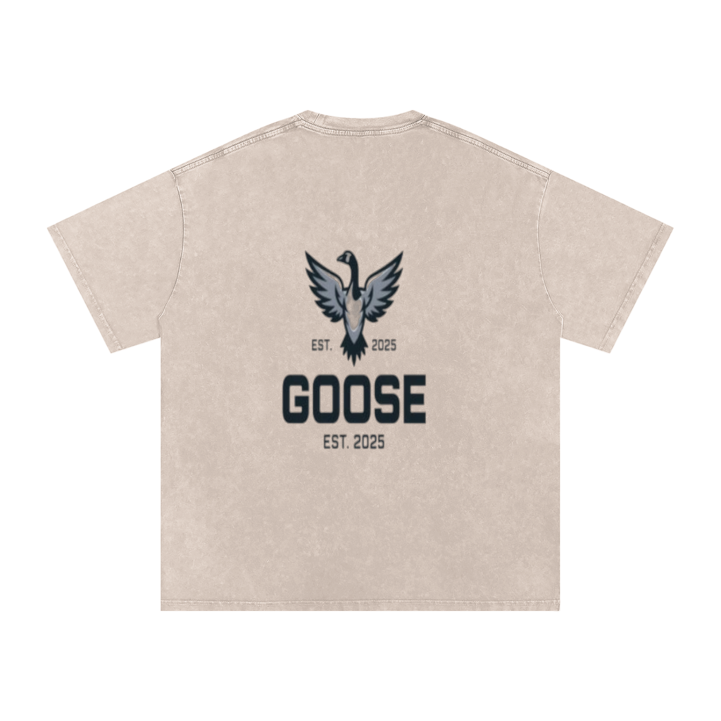 Goose Fly High Snow Washed Oversized Cotton T-Shirt