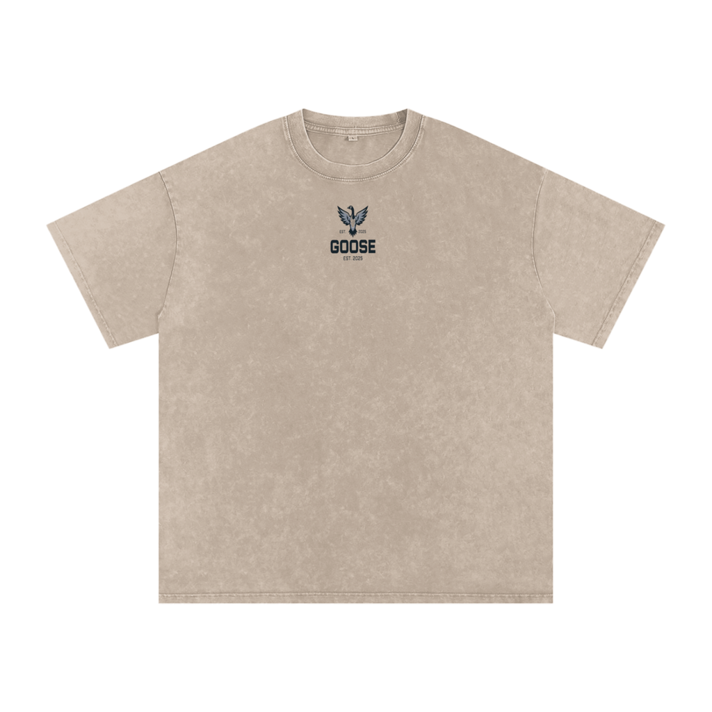 Goose Fly High Snow Washed Oversized Cotton T-Shirt